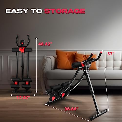 BODY RHYTHM Dual-track Ab Workout Machine with 4 Adjustable Heights, Foldable Core & Abdominal Exercise Machine with 330lbs Weight Capacity, Total Ab Workout Equipment for Home Gym, Ab Women Exercise Fitness Trainer.