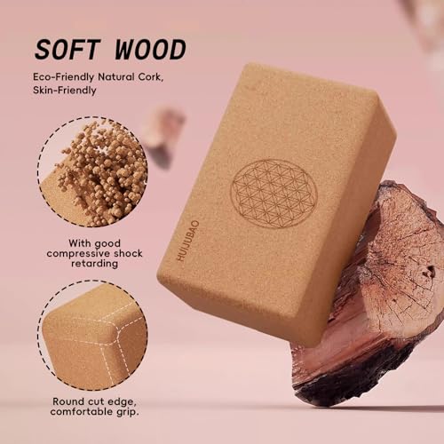 Cork Yoga Block, High Density Non-Slip Support Blocks for Balance, Dance, Pilates, Fitness Training