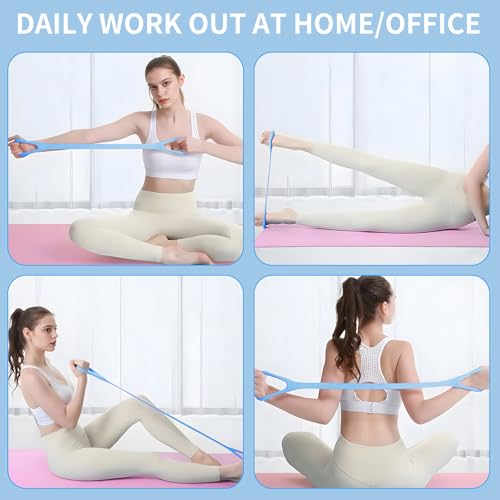 Figure 8 Fitness Resistance Band with Handles, Arm & Back Training Elastic Rope for Pure Barre Workout, Chest, Shoulder Stretching Exercise Equipment for Yoga, Pilates & Physical Therapy. - color: Blue