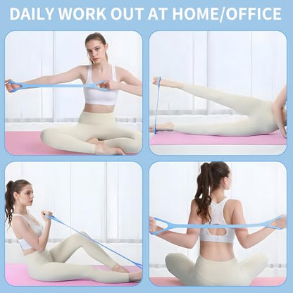 Figure 8 Fitness Resistance Band with Handles, Arm & Back Training Elastic Rope for Pure Barre Workout, Chest, Shoulder Stretching Exercise Equipment for Yoga, Pilates & Physical Therapy. - color: Blue