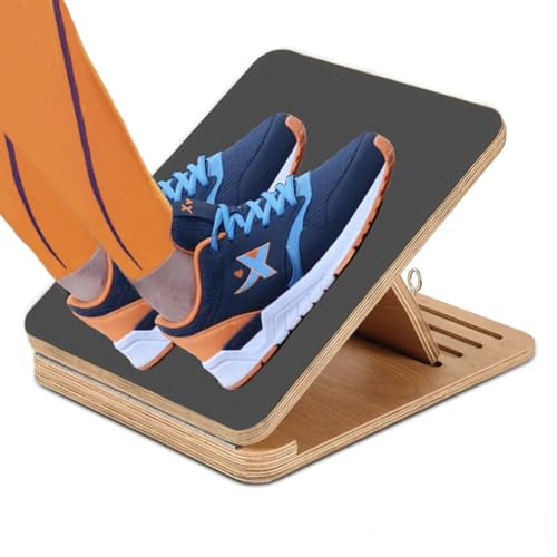 Foldable Calf Stretcher, Portable Wooden Slant Board for Calf Stretching Physical Therapy, Adjustable Foot Incline Board for Squat Stretch, Ankle Leg