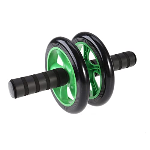 Happyyami Dual Wheel Ab Roller with Knee Pad Portable Core Trainer for All Fitness Levels Lightweight Design for Home Gym Workouts Green