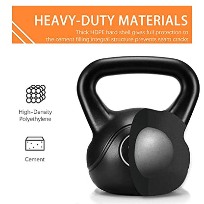 Yaheetech 25lbs Kettlebell Weight w/HDPE Coated & Wide Flat Base, Kettle Bell Weights w/Ergonomic Handle for Home Gym Fitness Workout Bodybuilding Weight Lifting, Black