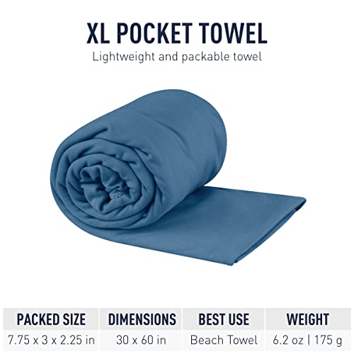 Sea to Summit Portable Pocket Towel for Camping, Gym, and Travel - color: Moonlight Blue, style: X-Large