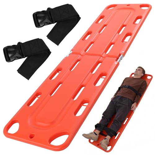 Two-Fold Spine Board Stretcher with Adjustable Seat Belt Medical Stretcher Weight Capacity 350lbs/159KG Rescue Board for Patient Transport Rescues 19.68x73.62in