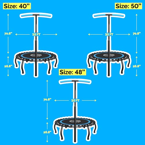 YORIN Rebounder Tranpoline for Adults, 330LBS Fitness Indoor Tranpoline, 40" 48" 50" Mini Exercise Tranpoline with Bungees, Stable Quiet Workout Small Tranpoline, Equipment Exercise at Home