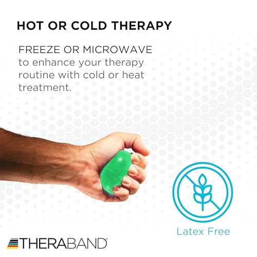 THERABAND Hand Exerciser Ball, X-Large Green, Medium Resistance for Grip Strengthening, Finger & Hand Therapy, Squeeze Ball for Rehab, Wrist & Forearm Exercise, Latex-Free, Textured Surface