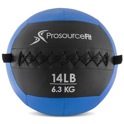 ProSource Soft Medicine Balls for CrossFit Wall Ball and Full Body Dynamic Exercises, Color-Coded Weights: 6, 8, 10, 14, 20, 25 lb. - color: Blue 14 LB