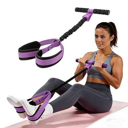 Upgraded 55LBS Exercise Resistance Bands for Fat Burning & Toning, Adjustable Full-Body Workout Tension Rope, Portable Home Gym Equipment for Abs, Legs & Arms, Purple
