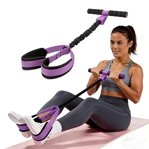 Upgraded 55LBS Exercise Resistance Bands for Fat Burning & Toning, Adjustable Full-Body Workout Tension Rope, Portable Home Gym Equipment for Abs, Legs & Arms, Purple