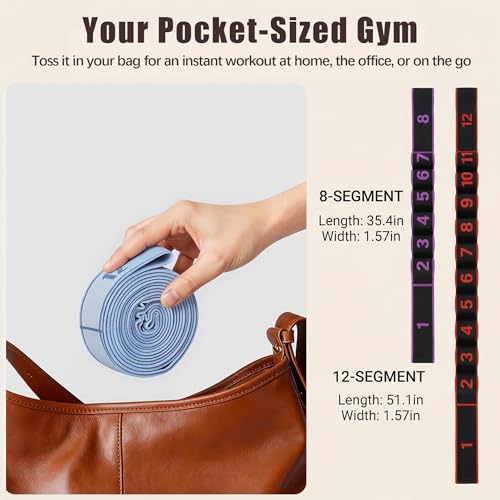 Resistance Bands for Working Out, Numbered Fabric Exercise Bands for Women Men, Non-Slip Stretching Strap with Loops for Yoga, Pilates, Physical Therapy,Dance, Home Workout Equipment