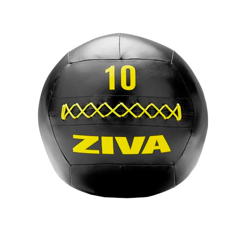 ZIVA Soft Wall Ball – Highly Durable Weighted Exercise Medicine Slam Ball for Strength and Conditioning Workout - Multiple Color, Weight Available - color: g. 10lb - BK
