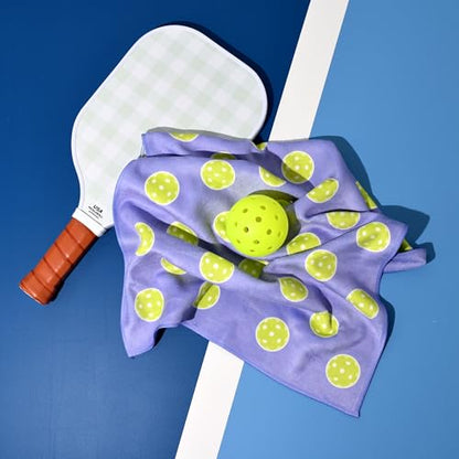 Pickleball Towel – Microfiber Sports Towel with Pickleball Pattern – Quick-Dry Sweat Towel for Pickleball Players, Accessories & Gifts (Periwinkle Pickleball Balls) - color: Periwinkle Pickleball Balls