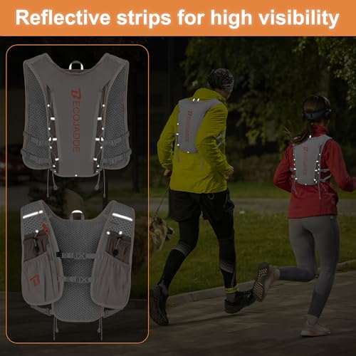 BECOJADDE Running Vest for Women Men, 5L/6L Lightweight Hydration Backpack Running Pack for Marathon, Trail, Cycling, Hiking, Jogging - color: Khaki