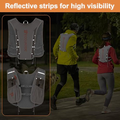 BECOJADDE Running Vest for Women Men, 5L/6L Lightweight Hydration Backpack Running Pack for Marathon, Trail, Cycling, Hiking, Jogging - color: Khaki