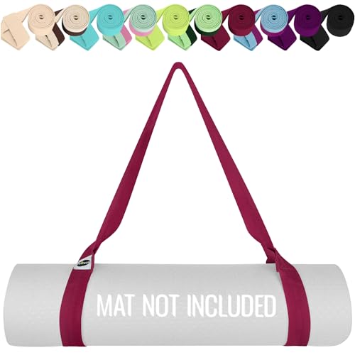Yoga Mat Strap – 30+ Colors – Adjustable Mat Holder Sling Carrier for All Mats [Mat Not Included] - color: Deep Raspberry, size: 64 IN