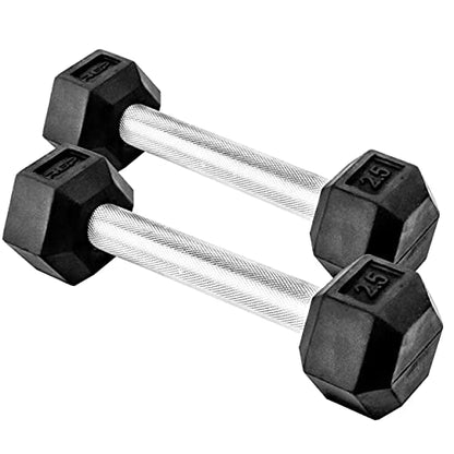 Rep Fitness Rubber Hex Dumbbell(s) - Singles (55LB +) and Pairs (5LB - 50LB) - Low Odor, Fully Knurled Handle - style: 2.5 LB Pair