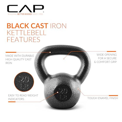 CAP Barbell Cast Iron Kettlebell - Singles and Sets, Multiple Weight Choices - size: 20.0 Pounds