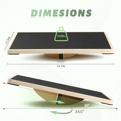 Professional Wooden Balance Board for Adults-Anti-Slip 350LBS Wobble Board for Physical Therapy, Standing Desk, Core Strength-Rocker Board,Balancing Board