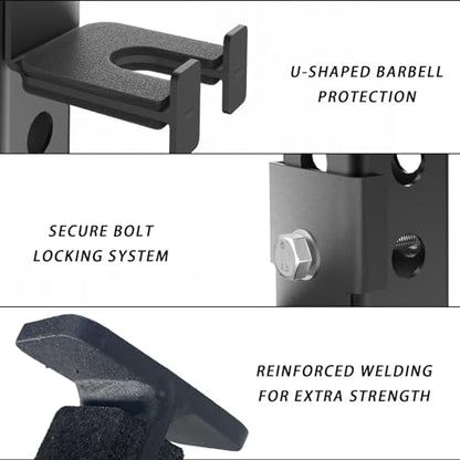 Rack-Mounted Olympic Barbell Holder for 2x2 & 2x3 Power Racks, No Drilling Required – Heavy-Duty Steel Storage with Protective Padding, Space-Saving Gym Equipment - color: fit 3x3"power racks