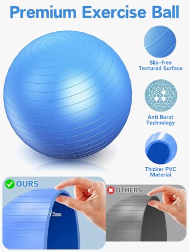 Cardio Drumming Set, 15.6" Exercise Ball with Pump & Cardio Drumming Sticks Adults Premium Aerobic Drumming Kit for Stability, Rhythm, Gymnastics - color: Purple