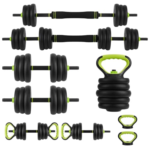 66/88Lbs Adjustable Weights Dumbbells Set for Home Gym, 4-in-1 Free Weights Set with Connector, Used As Push Up Stand, Adjustable Barbell, Kettlebells, Weights for Men & Women, Non-Slip Grip, Space-Saving