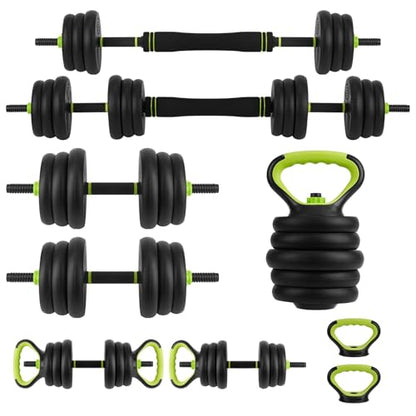 66/88Lbs Adjustable Weights Dumbbells Set for Home Gym, 4-in-1 Free Weights Set with Connector, Used As Push Up Stand, Adjustable Barbell, Kettlebells, Weights for Men & Women, Non-Slip Grip, Space-Saving