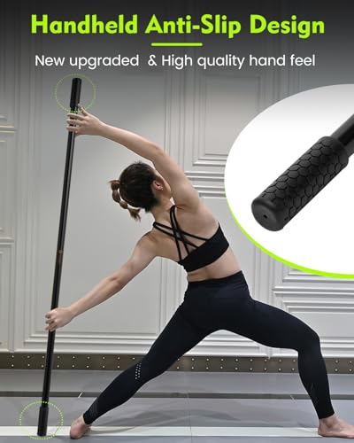Yoga Stick, 5ft Exercise Stick for Mobility, Stretching Stick with Non-Slip Ends, Exercise Dowel for Pilates, Balance Pole and Stretch Bar for Stretching Equipment - size: 1 PCS 58 inches Natural Bamboo Black