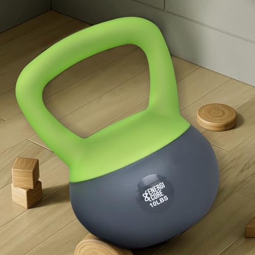 ENERGI CORE Kettlebell - Sand Filled Weight for Home Gym Workouts & Strength Training - Portable Exercise Kettle Bell for Women & Men