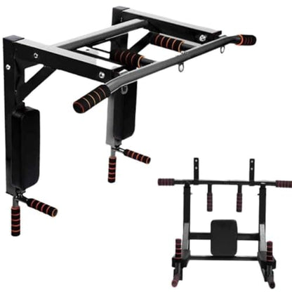 Heavy-Duty Wall-Mounted Pull-Up Bar, Non-Slip Handles, Full Body Workout Equipment, 440 lbs Capacity (Black)