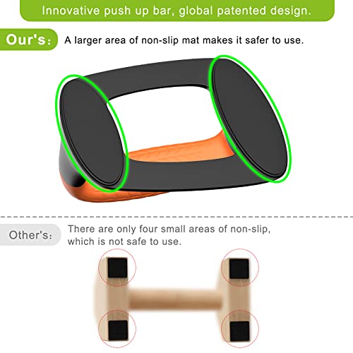 SELEWARE Push Up Bars Pushup Stands Push Up Handles w/Soft Rubber Handles - color: B: Black & Orange