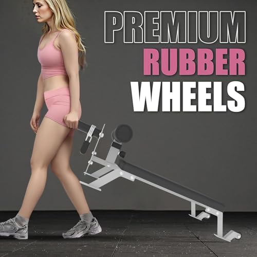 Takywep Adjustable Nordic Wave Trainer with Wheels, Heavy Duty Hamstring and Glute Bench, Compact Home Gym Strength Training Equipment, 450 lbs Weight Capacity