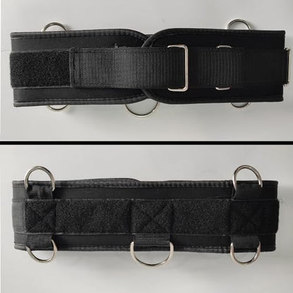 Fitness Resistance Belt Multi Functional Fitness Belt with 5 Rings for Weight Training and Resistance Training of Load Carrying Pull Up Belt Squat