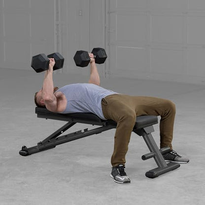 Body-Solid (GFID225B) Adjustable Weight Bench for Full Body Workout, 7-Position Easy Ladder Adjustment, No Assembly Required, with Incline, Decline & Flat Settings, Black