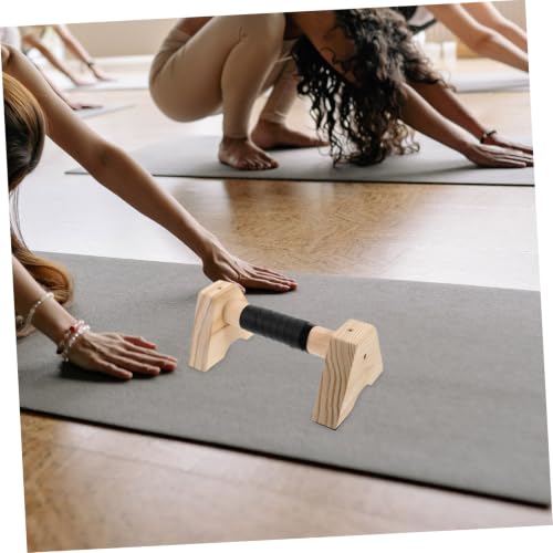 Cabilock Wooden Push up Bars Parallettes Set, Beech Wood Push up Stands with Non-slip Base, 30cm Strength Training Equipment for Men and Women Home Workout and Calisthenics