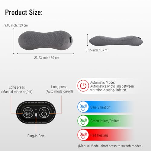 USUIE Cordless Lumbar Support Pillow, Lower Back Massager for Pain Relief