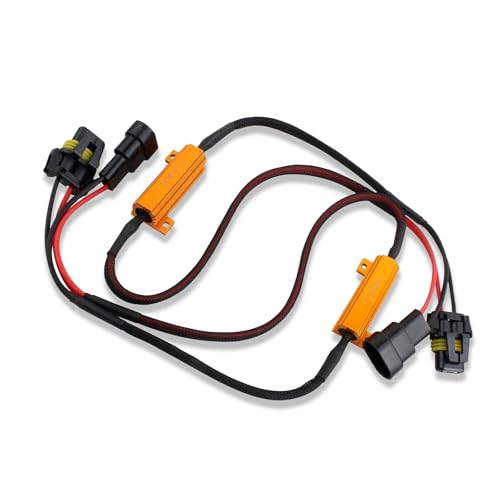 2PCS Car LED Light Bulb Decoders, 9005/9006 50W 6Ohm LED Load Resistor Kit, Headlight Anti Flicker Error Decoder, Universal Car Fog Turn Signal Bulb Load Resistor Relay Harness Adaptor(Black)