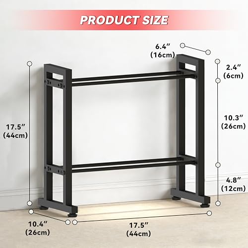 Dumbbell Rack 2-Tier 18 IN Length Adjustable Weight Rack for Home Gym Dumbbells Kettlebell, Small Dumbbell Rack 250 LB Capacity, Dumbbell Rack Stand Only