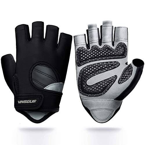 VINSGUIR Workout Gloves for Men and Women, Weight Lifting Gloves with Excellent Grip, Lightweight Gym Gloves for Weightlifting, Cycling, Exercise, Crosstraining, Pull ups, Fitness, Climbing and Rowing - color: Black, size: Large
