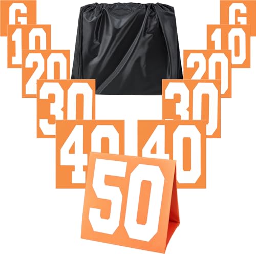Liliful Football Yard Markers High Visibility Field Yard Line Markers 12.5 Inch Portable Weighted Yardage Marking with Carry Bag for Sports Game Training - color: Orange