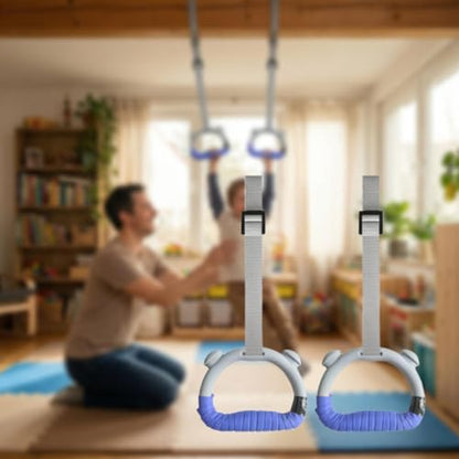 Adjustable Gymnastic Rings, Fitness Equipment, Stretching, Training, Non-Slip Home Rings for Physical Training - color: Gray Blue 2m
