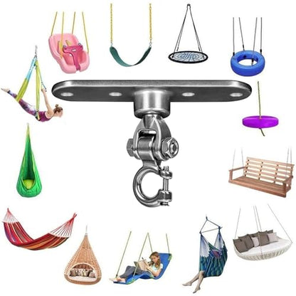 Heavy Duty Swing Hanger Smooth Operation 180° & 360° Swivel Bearings 1500 lb Capacity for Indoor Outdoor Swing Chairs Hammocks Playgrounds Yoga - size: Size 1