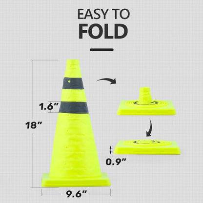 [2 Pack] 18 Inch Collapsible Traffic Cones, Lime Green Safety Cones, Pop-up Cones with Reflective Collar, for Driving Practice,Road Parking (Green) - color: Lime Green, size: 18inch