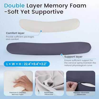 Lumbar Support Pillow for Bed, Double Layer Memory Foam Back Pillow for Lower Back Comfort & Support, Ideal for Office Workers, Drivers & Active Lifestyles