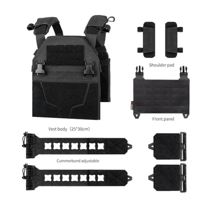 Tactical Vest for Men - Lightweight Quick Release Modular Vest Adjustable Airsoft Vest Outdoor for Running Training - color: Black