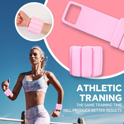 2 LB Adjustable Women's Wrist, Ankle Weights - Silicone 2-Piece Set, Waterproof, Comfortable and Breathable, Great for Yoga, Running, Swimming, Pilates - Great for Workouts