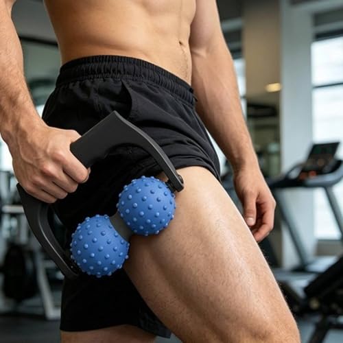 Double Ball Handheld Massage Roller Ergonomic Peanut Massage Ball for Gym, Pink - color: Pink