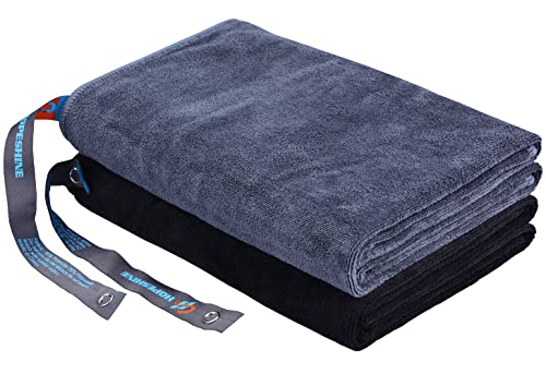 HOPESHINE Gym Towels for Men 20inch X 40inch Women Sweat Large Working Out Microfiber Sports Fast Drying Absorbent Compact Camping, Hiking, Backpacking, Yoga, Travel, Exercise 2-Pack Black+Grey - color: Black+grey 2-pack, size: 2-Pack 20inch X 40inch