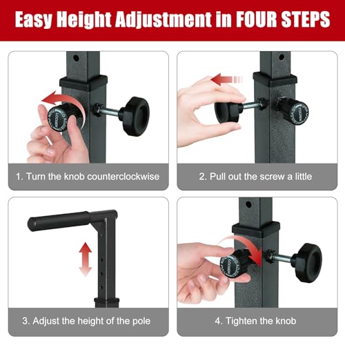 Dip Stand Station, Height Adjustable 40"-51.5", Iron Frame, Black, Foam Padded Grip Handles