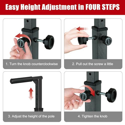 Dip Stand Station, Height Adjustable 40"-51.5", Iron Frame, Black, Foam Padded Grip Handles